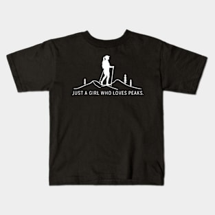 Just a Girl Who Loves Peaks Hiking and Camping Kids T-Shirt